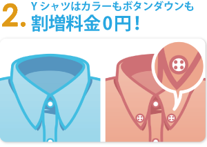 Yシャツはカラーもボタンダウンも割増料金0円！